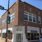 Brick office building in downtown area