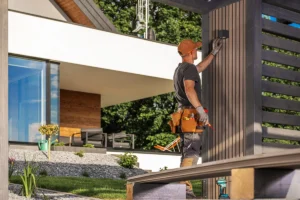 Worker providing external house renovation near Stillwater, OK.